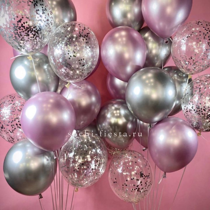 Фонтан шаров "Сильвер пинк" в Ханты-Мансийске