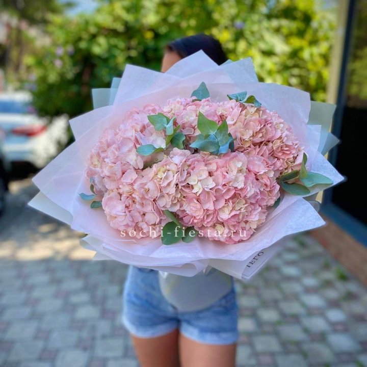5 розовых гортензий  в Ханты-Мансийске