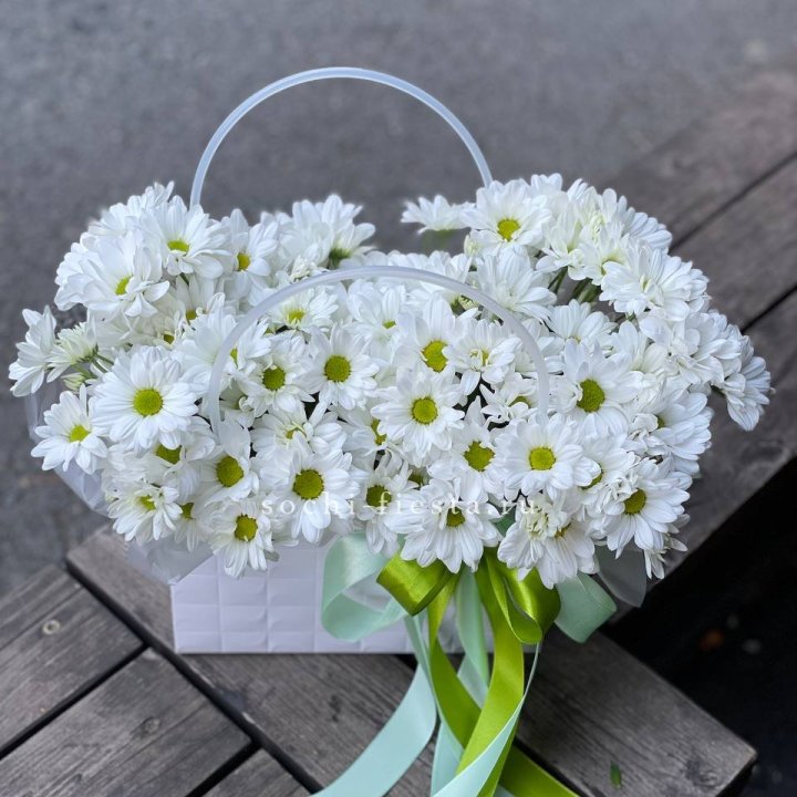 Сумка с хризантемами ромашками в Ханты-Мансийске