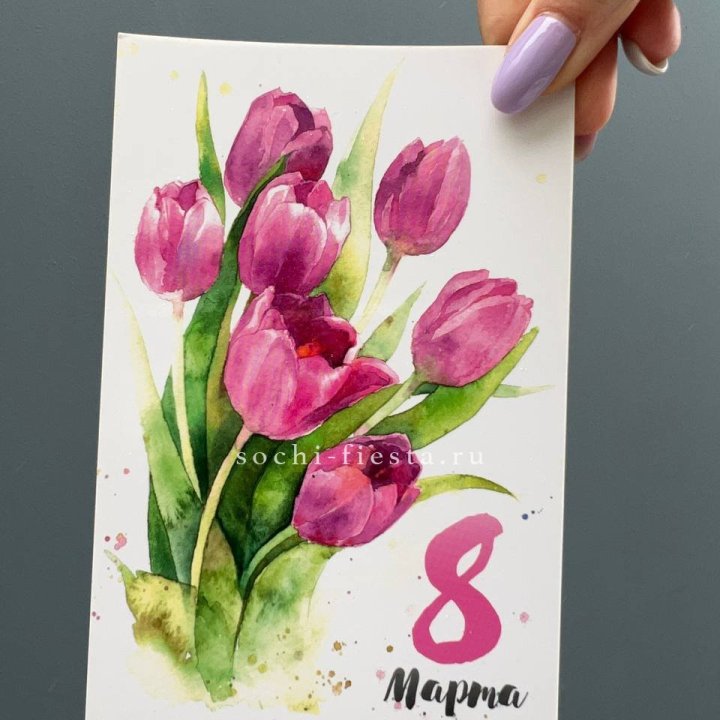 Открытка к букету "8 марта!" в Ханты-Мансийске