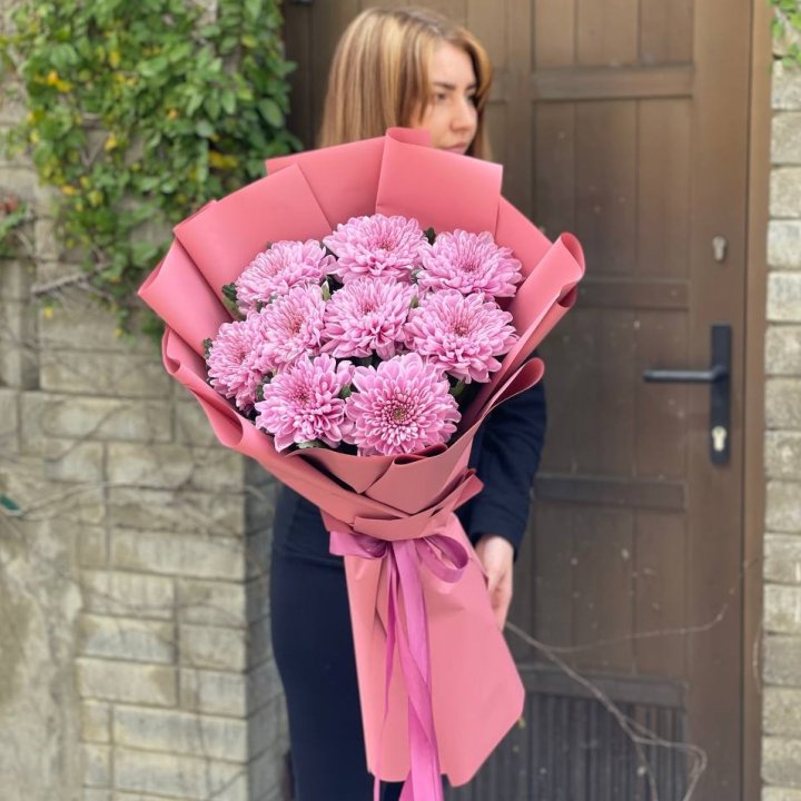 Букет хризантем розовый в Ханты-Мансийске