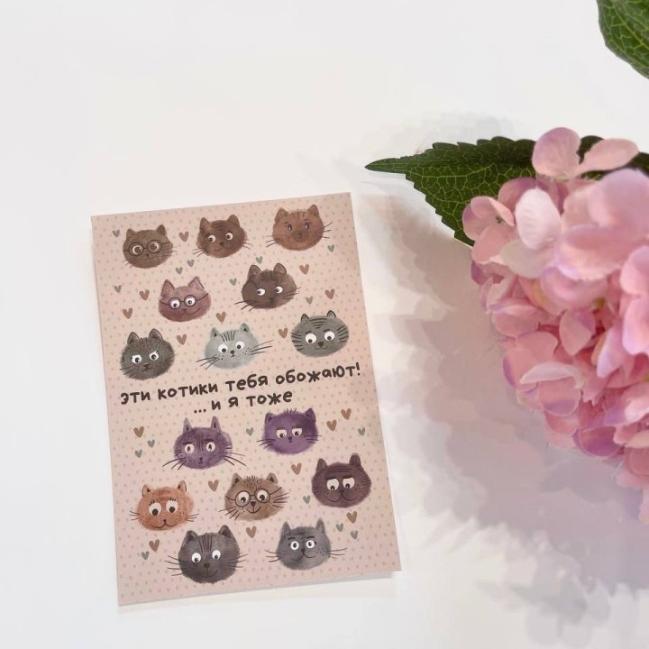 Открытка к букету "Котики" в Ханты-Мансийске