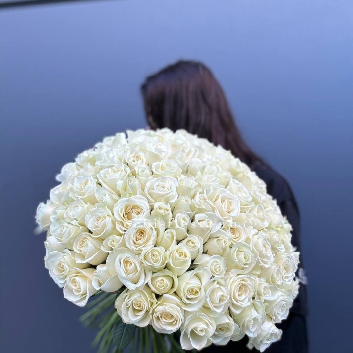 Охапка из 101 белой розы  в Ханты-Мансийске