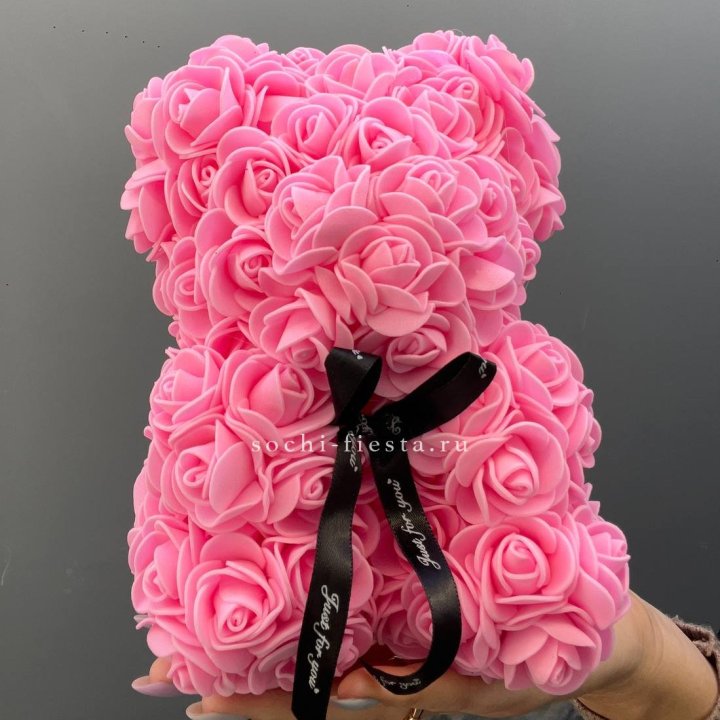 Игрушка медведь из розовых роз в Ханты-Мансийске